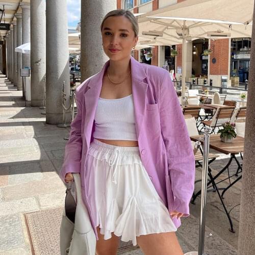 Foridol Cotton Pockets Oversized Blazer Jacket Women Autumn Winter Green Streetwear Blazer Casual Office Ladies Tops 2021