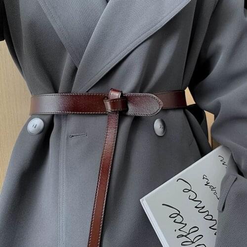 Widewomen Soft Real Leather Knotted Strap Belt Luxury Design Waist BeltsFemale Fashion Clothing BeltsWaistbands Accessories