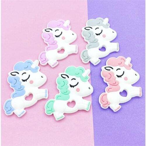 1PCS Baby Silicone Unicorn Teether Cute Babi Teething Toys Animal Beads DIY Solar Pendant Newborn Food Grade Chew Teeth Toy