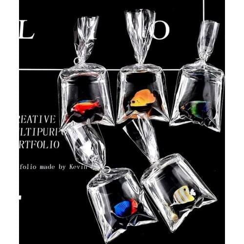 10Pcs Simulation 3D Miniature Figurines Transparent Water Bag Fish Resin Cabochon DIY Pendants Decoration Scrapbook Accessories