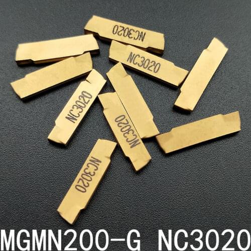 10pcs MGMN200-G NC3020 2mm wide grooving cutting double-head CNC lathe tools Carbide Insert for steel iron