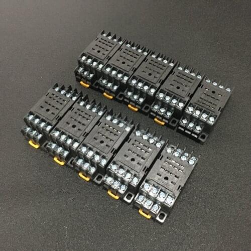 10pcs Mini Relay Socket Base PYF14A for MY4NJ HH54P H3Y-4 General Purpose Relay Power Relays 14 Pin Screw Terminal Din Rail