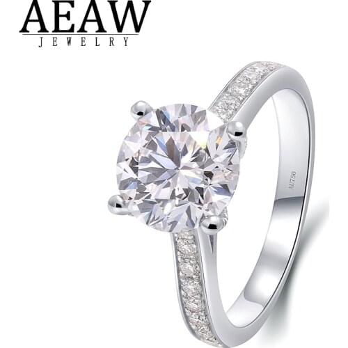 14K White Gold 2.0Carats Round Cut D Color VVS1 Moissaanite Diamond Rings for Women Luxury Engagement Gemstone Ring