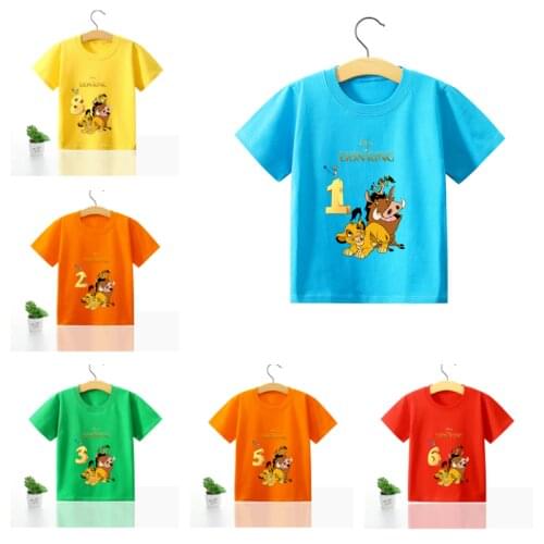 2021 The Lion King Kid T Shirts Cartoon Pattern Hakuna Matata Kids Short Sleeve Clothing Boys Clothes Digital Birthday Tee Gift