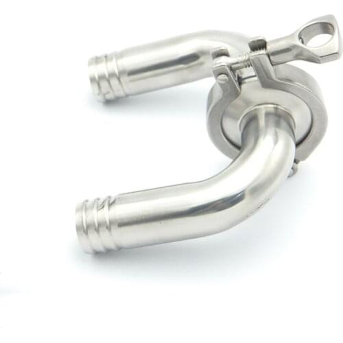 304 Stainless Steel 63mm OD Hose Barb Sanitary Elbow Pipe Fitting 77.5mm Feerule OD + 2.5" Tri Clamp + Silicon Gasket