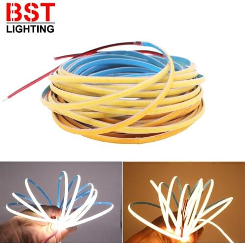 5MM Soft COB LED Strip Lighting 384LEDs/m High Density Flexible FOB Led Light Bar RA90 3000K 4000K 6000K DC12V/24V