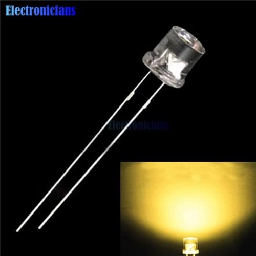 50PCS 5MM 2Pin Flat Top Yellow LED Wide Angle Flat Head Light Lamp