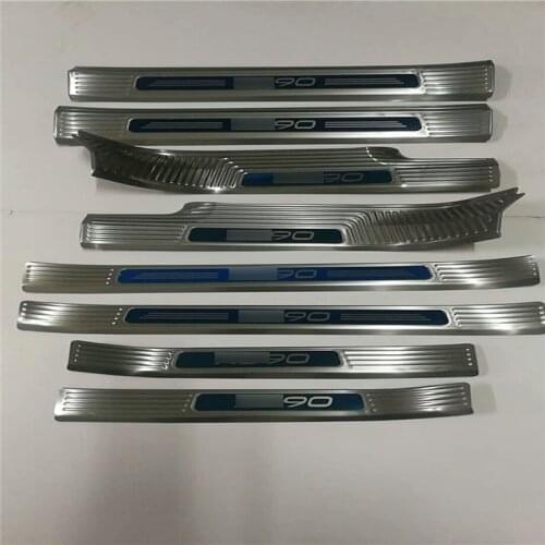 8pcs Car Door Sill Scuff Plate Welcome Pedal Protector Pedal Step Cover for Volvo Xc40 Xc60 Xc90 2015-2021