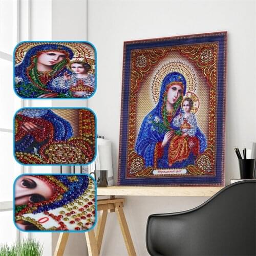 Special Shaped 5D DIY Diamond Painting Cross Stitch Religious Icon Crystal Diamond Embroidery Classic Style Rhinestone Painting