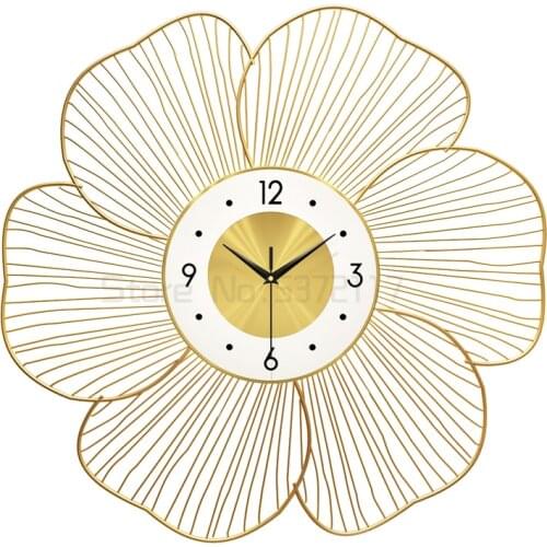 Large Metal Creative Luxury Wall Clock Nordic Gold Silent Fashion Flower Wall Clocks Bath Room Reloj Pared Home Decoration EA50Z