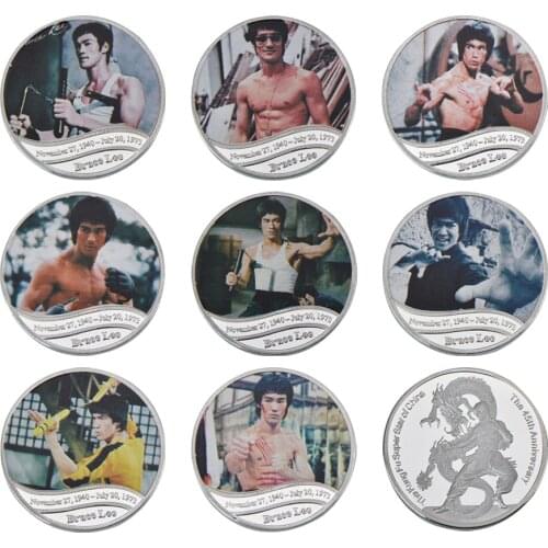 Bruce Lee Silver Plated Metal Coin Vintage Home Decor Art Crafts Colored Commemorative Challenge Coin