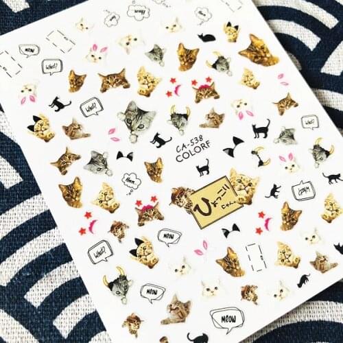 CA-538 cats NEWEST JAPAN DESIGNS CROSS 3d nail art stickers decal template diy nail tool decorations