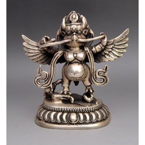 Decoration copper silver factory outlets Tibet Buddhist temple White Copper Silver Bird God Buddha Statue