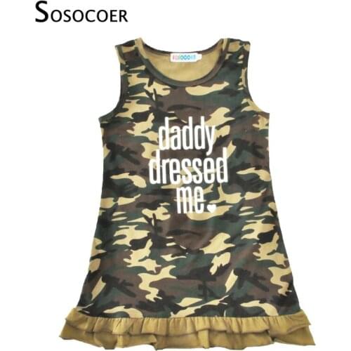 SOSOCOER Baby Girl Dress Camouflage Kids Dresses For Girls Clothes Outfits 2017 Summer Letter Suspender Children Dress Costume