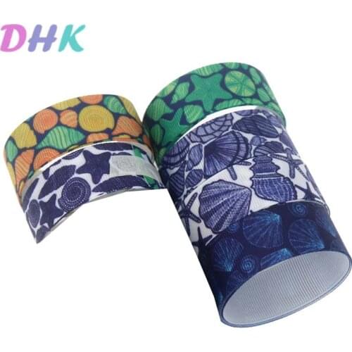 DHK 50yards cartoon shell Printed Grosgrain Ribbon Accessory Hairbow Headwear Decoration DIY Wholesale OEM S1224