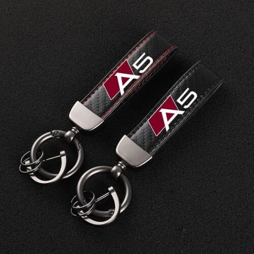 For audi A5 car Accessories High-Grade Leather Car KeyChain 360 Degree Rotating Horseshoe Key Rings