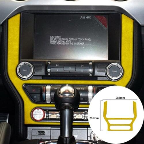 For Ford Mustang 2015-2019 Alcantara Suede Car Navigation Center Console Panel Strip Cover Trim Stickers Internal Accessories