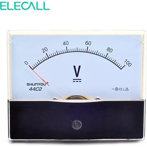 ELECALL DC Voltmeter 44C2 Analog Voltmeter 100V Square DC Voltage Panel Meter