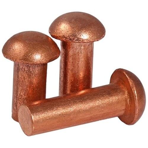 Gb867-86 half round head red copper rivet solid rivet half round rivet red copper round cap screw m6 m8 5PCS