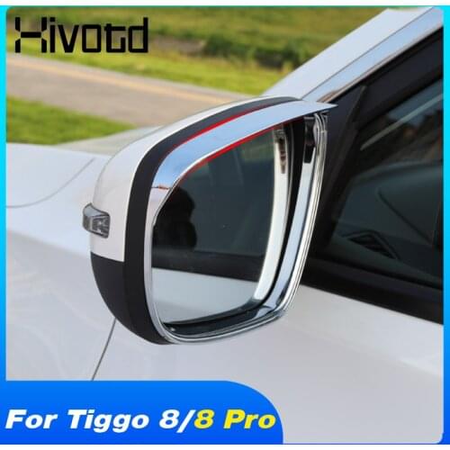 Hivotd Car Side Rearview Mirror Eyebrow Visor Rain Shield Exterior Chrome Accessories For Chery Tiggo 8 /Tiggo 8 Pro 2018-2021