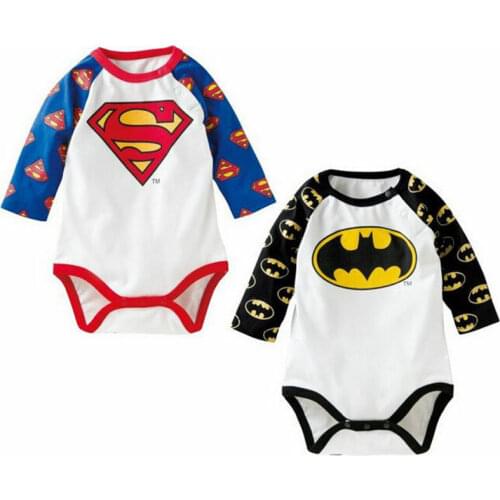 Kawaii Rompers Funny Super Hero Cartoon Long Sleeve Tops Jumpsuit Newborn Footies Fashion Boy Girl Clothing