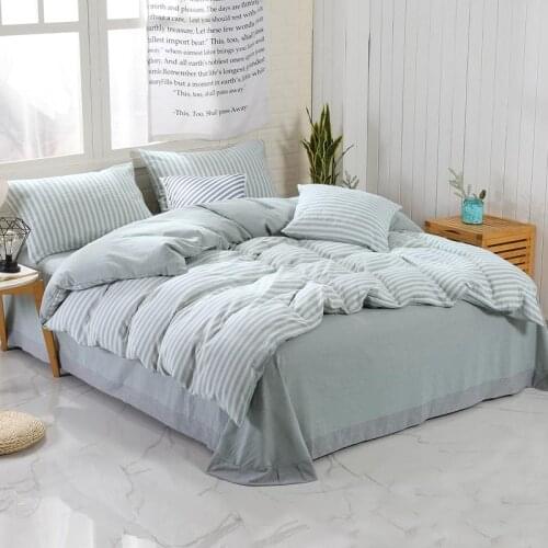 4Pcs Queen King size Duvet Cover Bed sheet 2 Pillow shams 100% Washed Cotton Ultra Soft and Easy Care,Simple Style Bedding Set