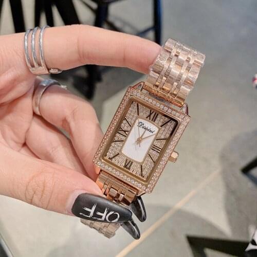 Neutral Designer Cool Square Women Full Steel Watches Business Statement Luxury Full Crystals Watch Roman Vintage Wrist watch