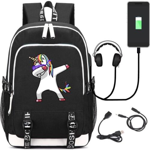 Cute Unicorn Dab Monste Rucksack for Teenagers Men womens Student School USB Bags travel Shoulder Laptop Bag Gift