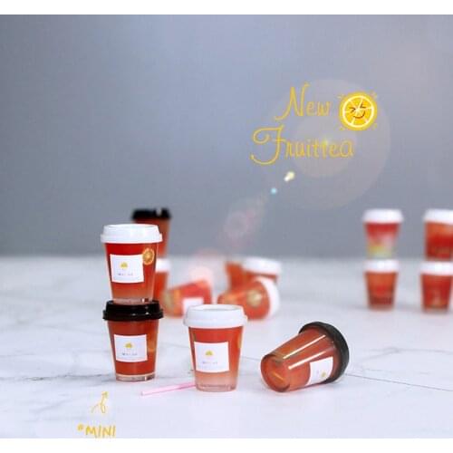 2pcs Dollhouse Miniature Food Mini Oolong Fruit Tea Cup Drink Two Cups For Barbies Ob11 Blyth Doll Accessories Toys