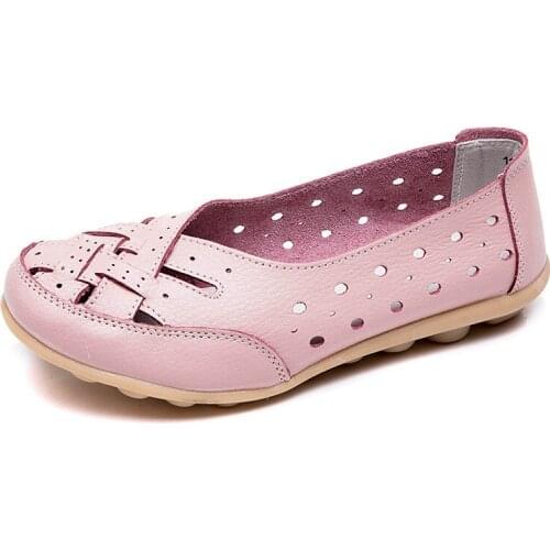 Flats For Women Comrfort Genuine Leather Flat Shoes Woman Slipony Loafers Ballet Shoes Female Moccasins Big Size 35-44