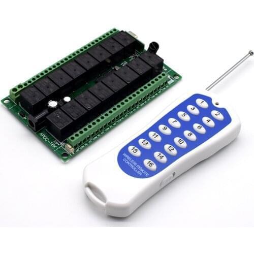 New High Quality 433Mhz Long Range DC12V 24V 16CH Radio Controller RF Wireless Remote Control Switch System Transmitter Receiver