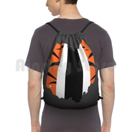 #Whodey Backpack Drawstring Bags Gym Bag Waterproof Football Ohio Sports Touchdown Who Dey Whodey Aj Hawk Orange Black