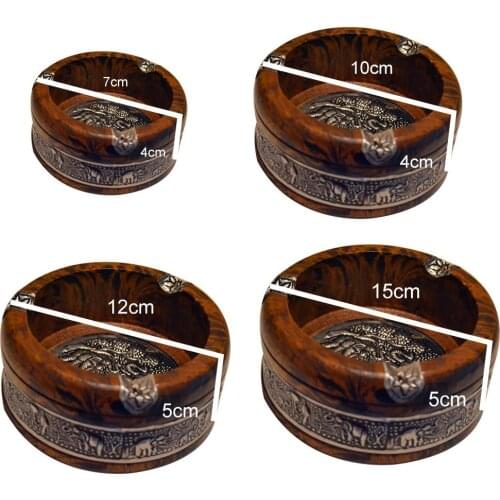 Retro Vintage Wooden Emboss Heat Resistant Ashtray Durable Home Office Cigars Tobacco Ash Tray Case
