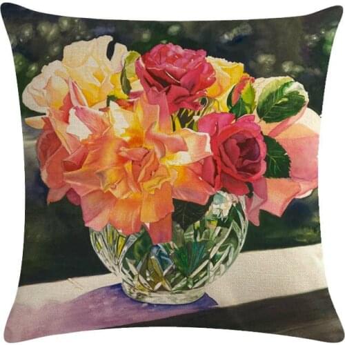 Luxury Flower Vase Cushion Cover Plant Home Decor pillowcase decorativos sofa Vintage Modern 45x45cm Throw Pillow Cover