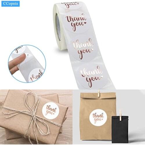 1.5 Inch Thank You Stickers Roll, 500 Pcs Rose Gold Thank You Stickers Lables for Baking Packaging,Envelope Seals, Small Busines
