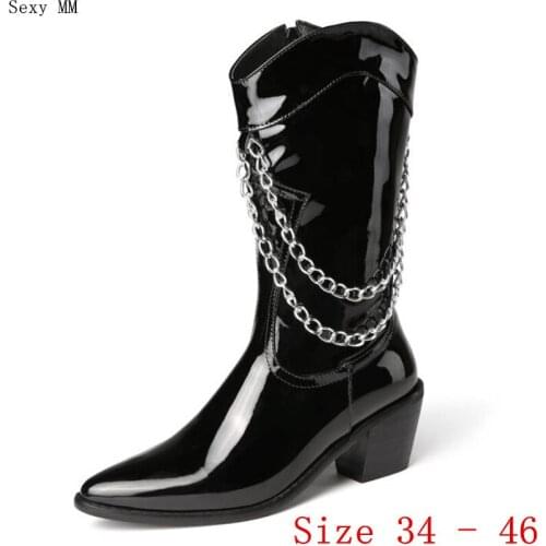 Spring Autumn High Heels Women Mid Calf Boots Woman Short Boots High Heel Shoes Plus Size 34 - 40 41 42 43 44 45 46