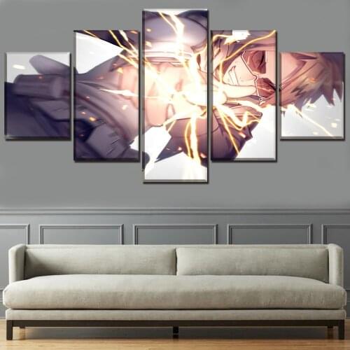Modern Painting 5 Pieces Anime My Hero Academia Denki Kaminari Pictures Canvas Art Printed One Set Poster Home Decor Framework