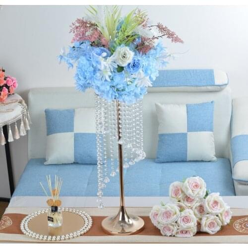 Wedding Decoration Table Centerpieces Floral Display Iron Rack Party Backdrops Walkway Flower Metal Vase Crystal Candle Holder