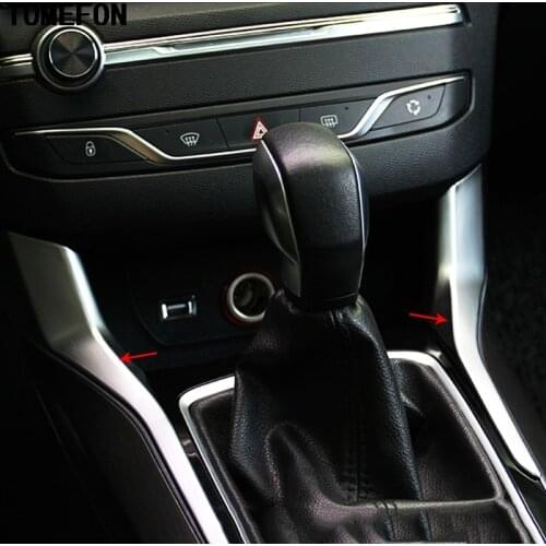 TOMEFON Car Auto Cover Styling For Peugeot 308 2014 2015 2016 ABS Chrome Gear Shift Level Stick Base Pedestal Side Bar Trim 2pcs