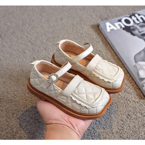 Childrens Princess Shoes Girls Performance Soft-soled Spring 2021 New Single Peasy Shoes PU Leather Retro Garden Shoes