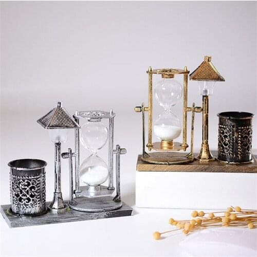 Street Lamp Pen Holder Hourglass Night Light Bedroom Desk Retro Decoration Children Birthday Gifts Novelty Hourglass Multi-use