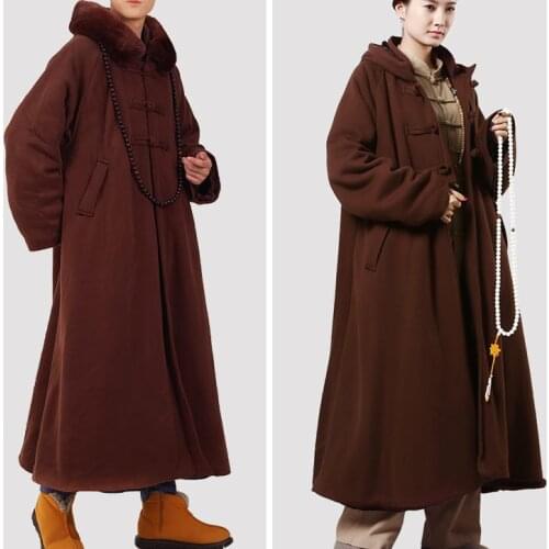 UNISEX high quality COTTON winter warm buddhist shaolin monks clothing meditation cloak abbot suits zen lay cape buddha robe