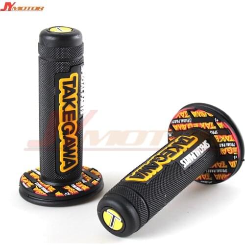 High Quality Black Yellow hang Grips TAKEGAWA Motorcycle Dirt Pit Bike Motorbike Motocross 7/8" Handlebar Rubber Gel Hand Grips