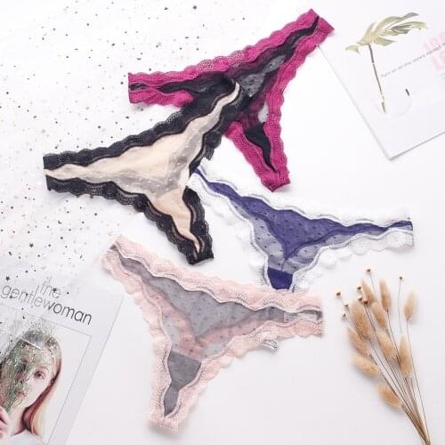 Plus Size See Through Thongs Women Patchwork Lace Panties for Summer Cosplay Sexy Underwear