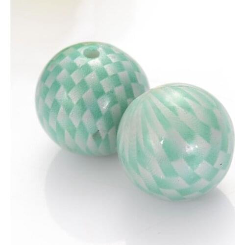 Miasol 10 Pcs 20mm Acrylic Lattice Spray Painted Round Shape Spacer Loose Beads For Diy Jewelry Making Accessories