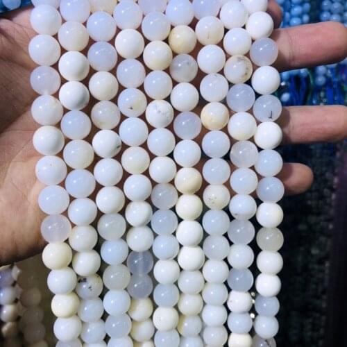 100% Natural Milky White Opal Beads Gem Stone Beads 6MM 8MM 10MM 12MM Round Stone Loose Beads 15.5"