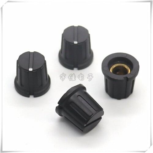 2 Piece 16 * 14.5mm Black Bakelite copper core knob cap with round hole diameter of 6.35mm