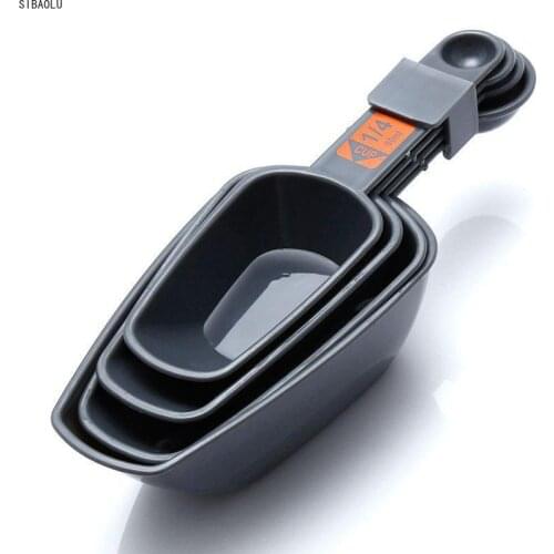 4PCS / Set Of Black Double-Head Measuring Cup With Scale Coffee Tea Powder Measuring Spoon Baking Tools Kitchen Accessories