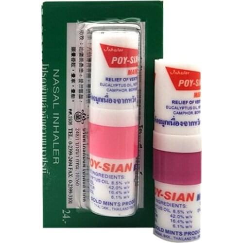 5pcs Thailand Mint Nasal Inhaler Cure Stuffy Nose Rhinitis Nasal Aspirator Bracing Breezy Asthma Refreshing Aroma Oil Stick