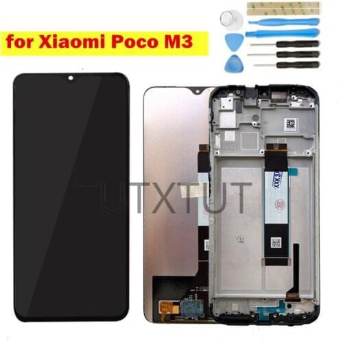 6.53" for Xiaomi POCO M3 LCD Display Screen Touch with Frame Digitizer Assembly LCD Display 10 Touch Spare Repair Parts